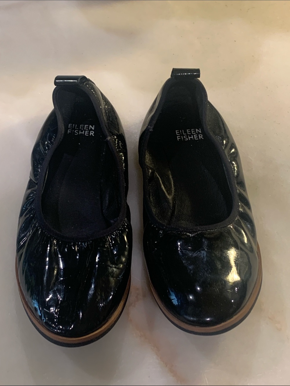 Eileen Fisher black patent leather flats size 8.5